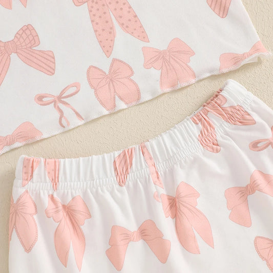 Adorable Baby Girl Floral Print Ruffle Sleeve Round Neck T-shirt and Shorts Set