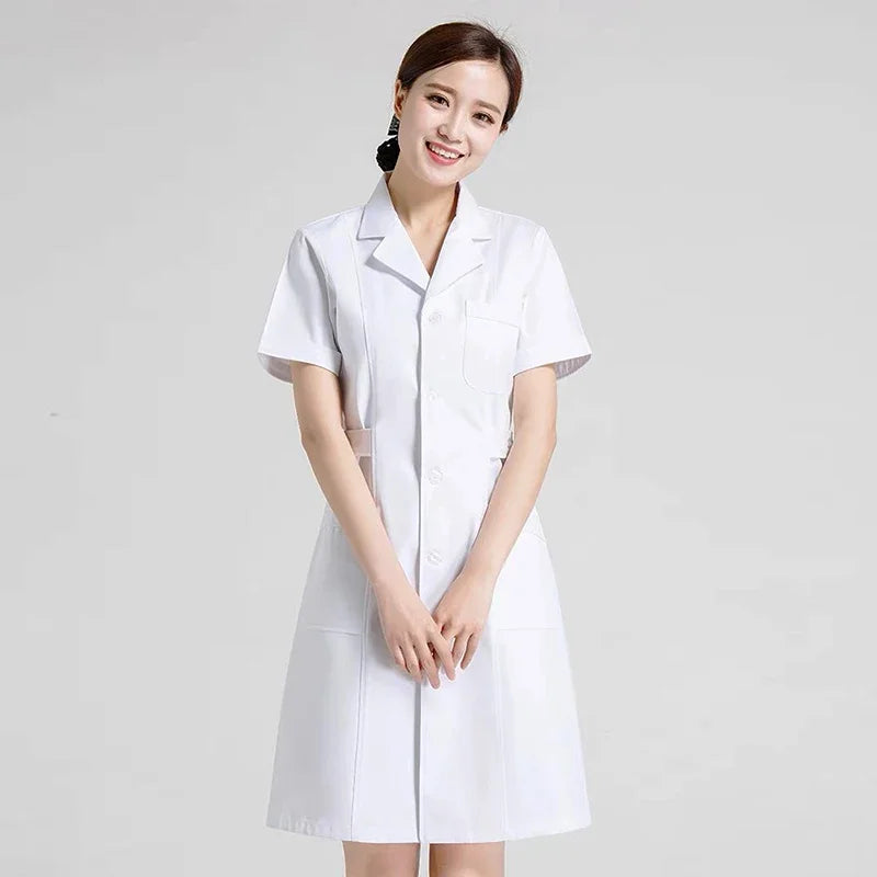 Clinical Uniforms Scrubs Lab Coat Pharmacy Short Sleeve Nurse Doctor Dress Medical Robe