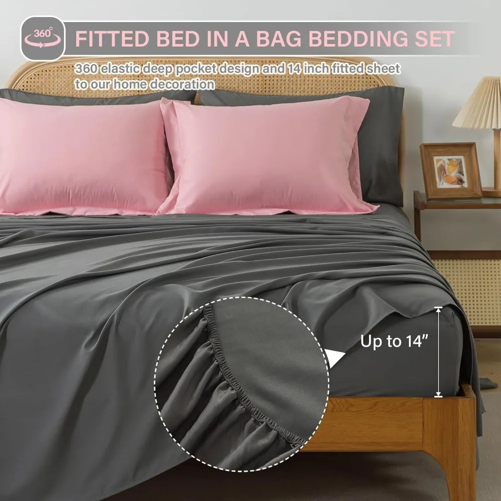 Comforter Sets 7pcs All Season Solid Down Bedding Sets with Comforter,