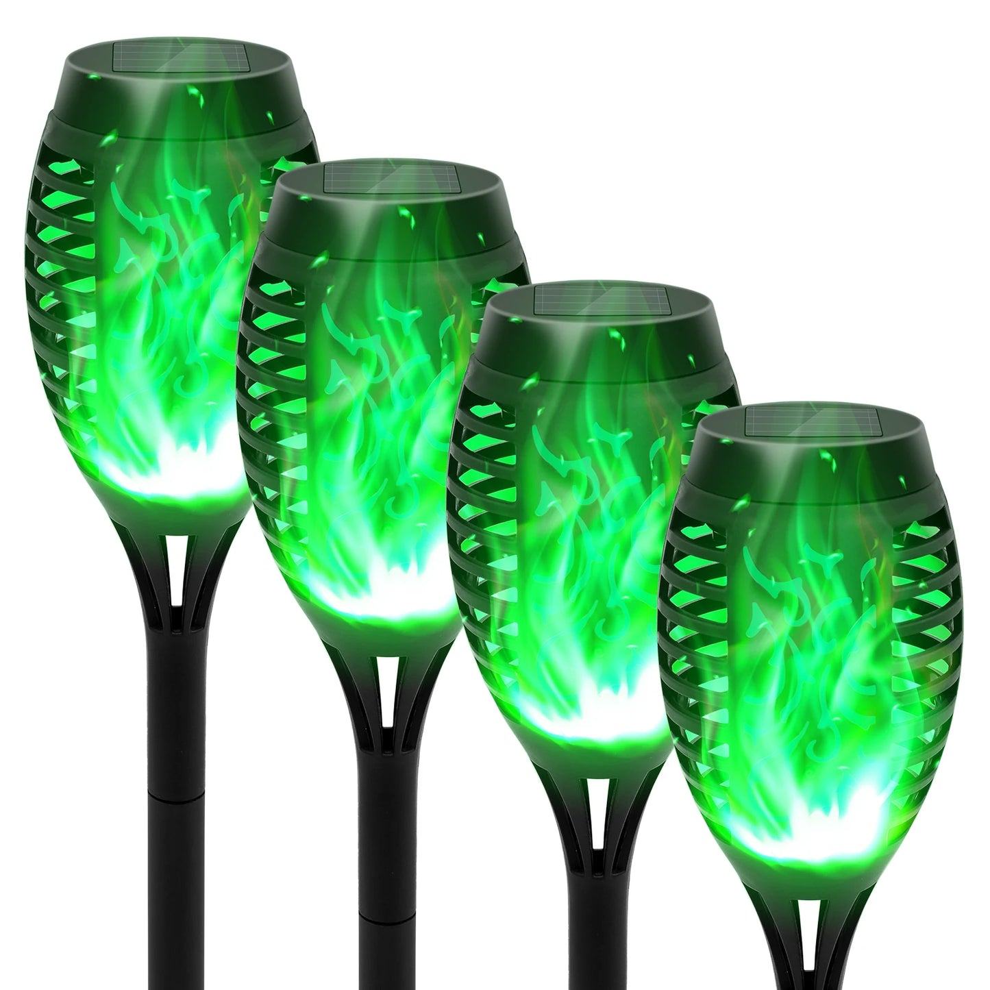 Green Solar Flame Light Outdoor with Flickering Flame Waterproof Lawn Ground Inserted Landscape