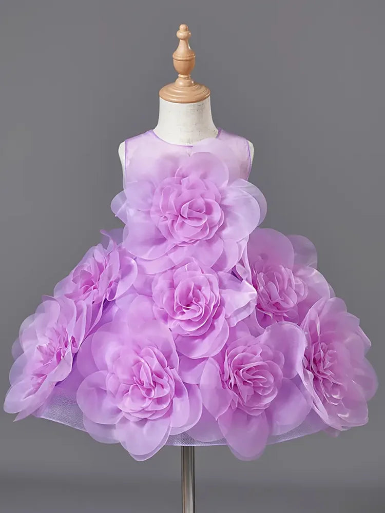Girls Princess Dress Luxury Elegant Sleeveless Party Evening Dresses Kids Wedding Birthday Ball