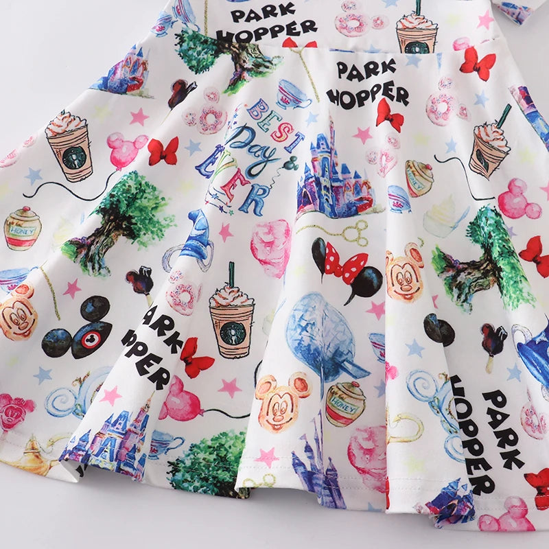 Cartoon Mickey Dress Girls Summer Short Sleeve