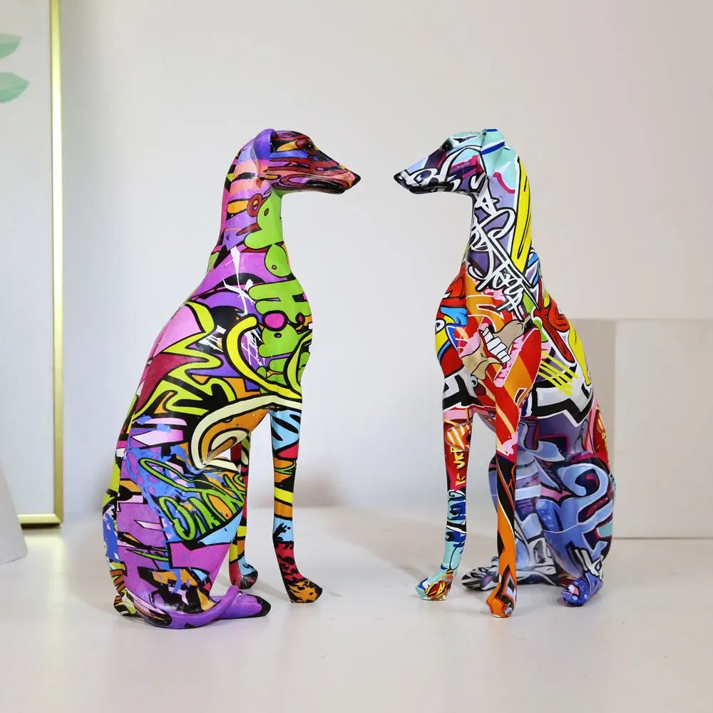 Modern Creative Painted Colorful Greyhound Doberman Decoration Home Wine Cabinet