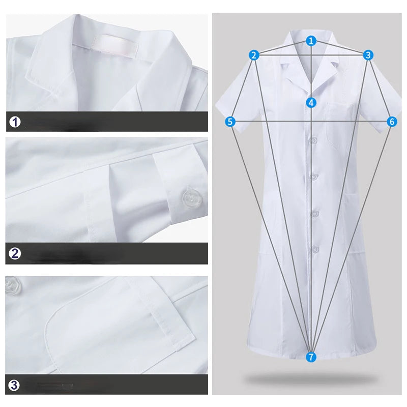 Clinical Uniforms Scrubs Lab Coat Pharmacy Short Sleeve Nurse Doctor Dress Medical Robe