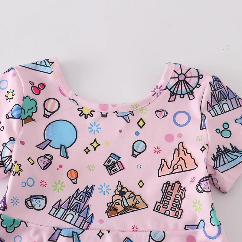 Cartoon Mickey Dress Girls Summer Short Sleeve