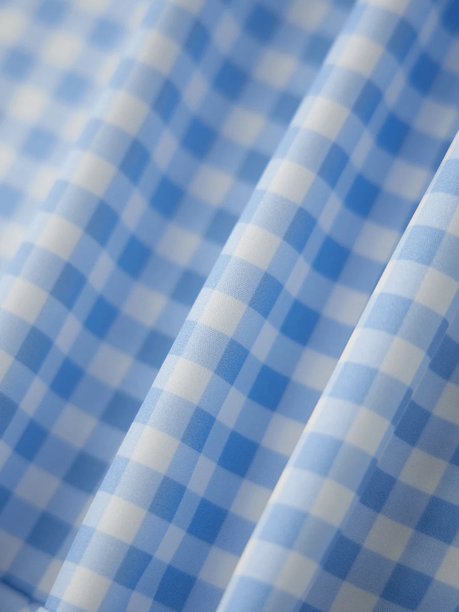 Women s Halloween Movie Character Costumes Plaid Print Short Sleeves Dress