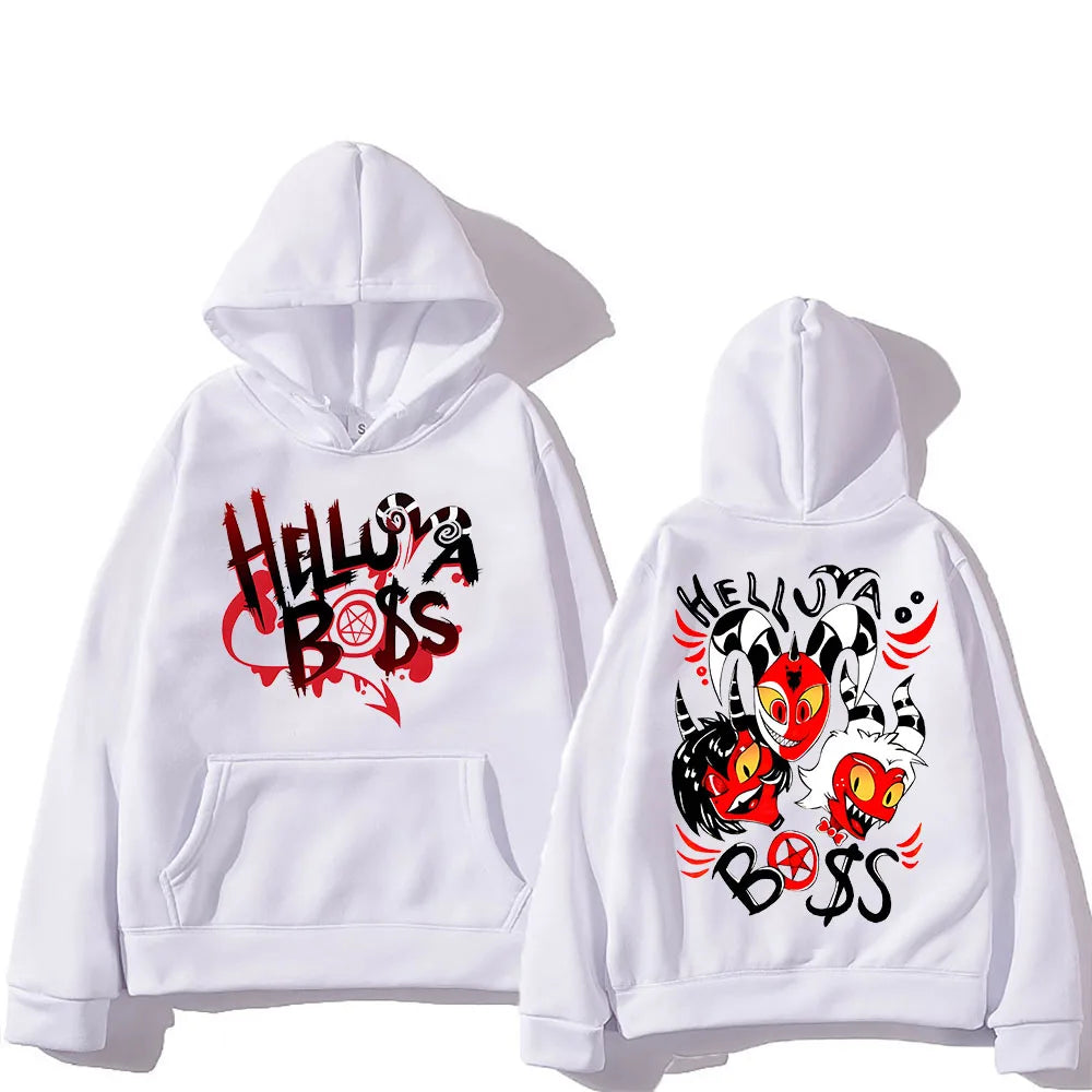 Helluva Boss Hooded Anime Print Cartoon Comfortable Sweatshirts Cute Fleece Hoody