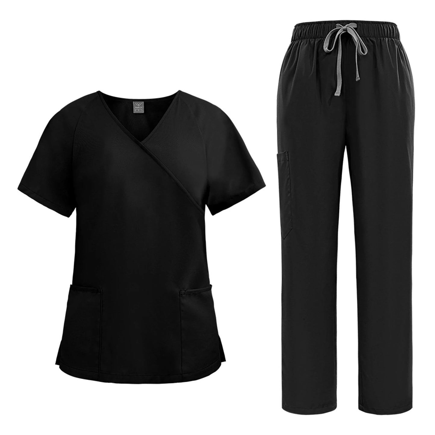 Women's Nurse Scrub Set Asymmetric V-Neck Short Sleeve Multi-Color Multi-Pocket Straight Pants