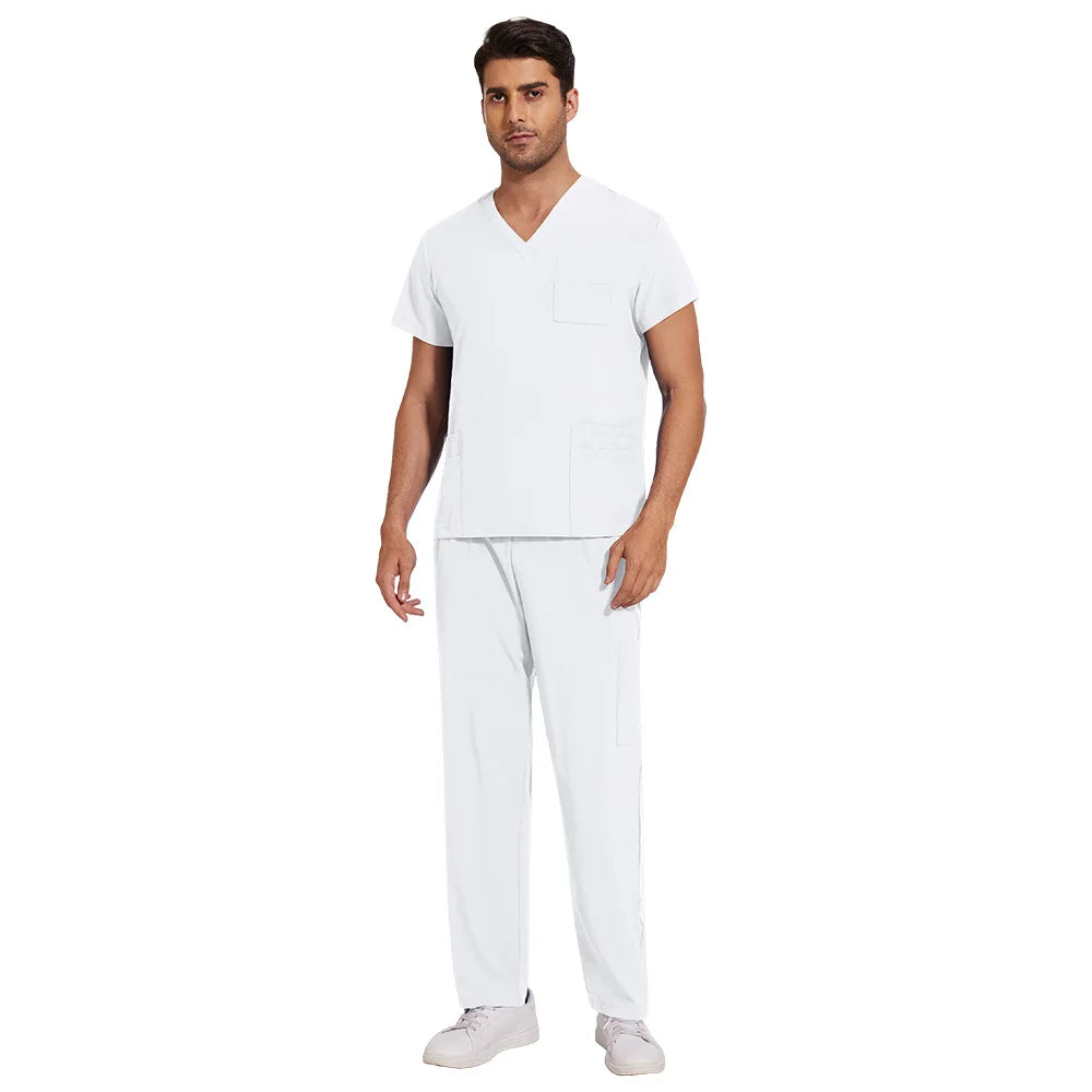 Clinical Green Gray Blue White Sanitary Dentist Medical Nursing Veterinary Surgical Scrubs Set