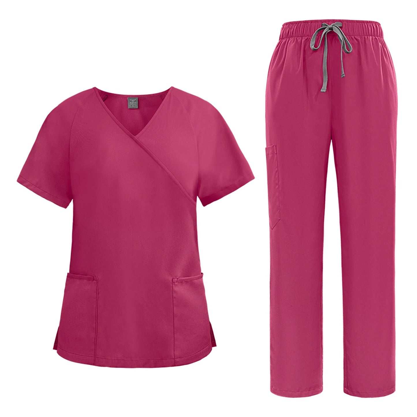 Women's Nurse Scrub Set Asymmetric V-Neck Short Sleeve Multi-Color Multi-Pocket Straight Pants