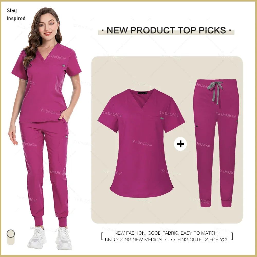 New Nurse Uniforms Women Men Casual Jogger Pants Set Pharmacy, Medical Doctor Nursing Uniform  Suit
