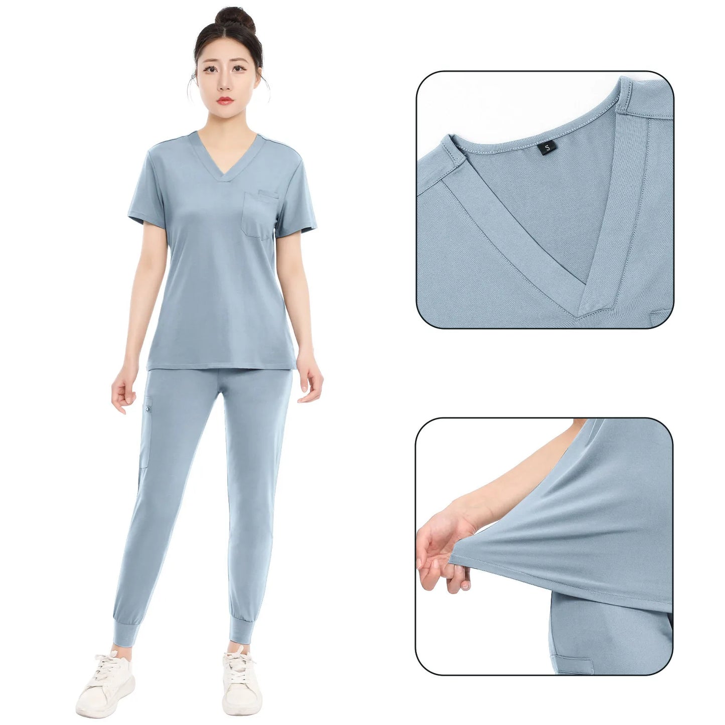 Nurse Uniform Scrubs Set For Women V Neck Medical Scrubs