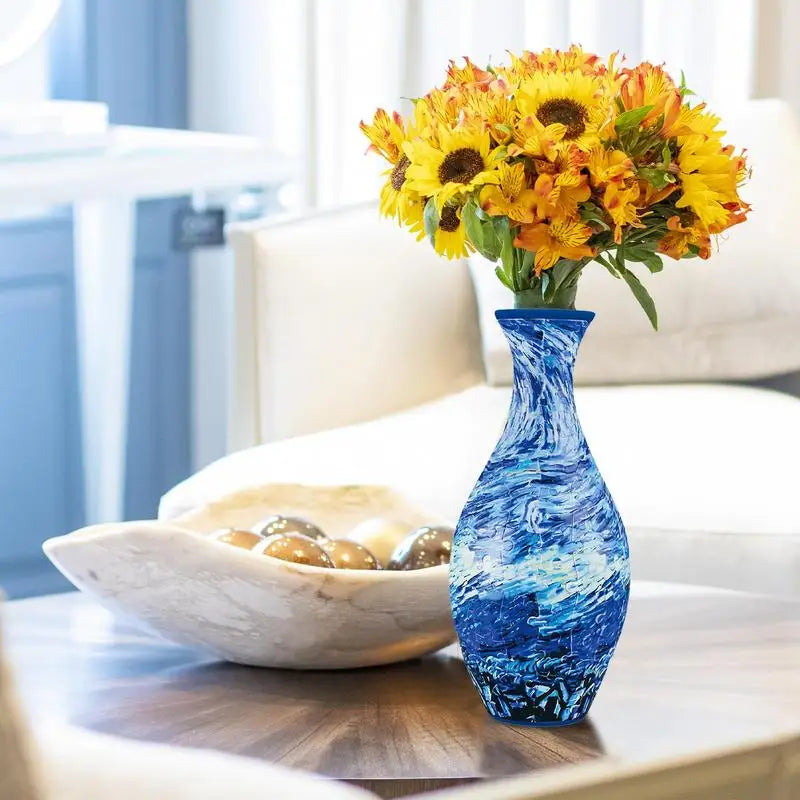 3D Puzzle Vase Blue and White Porcelain