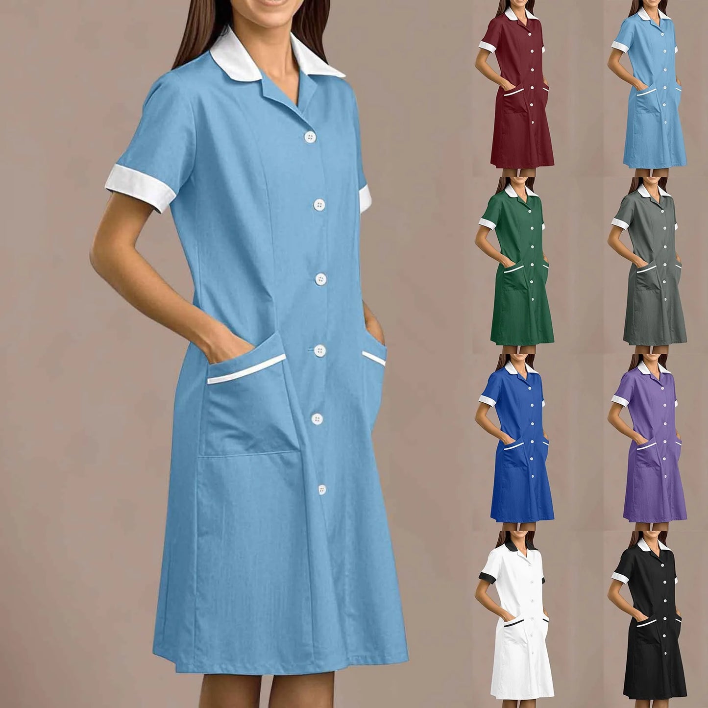 Women's Fashion Nurse , Pharmacy, Doctor Work Uniform Long and Short Sleeve