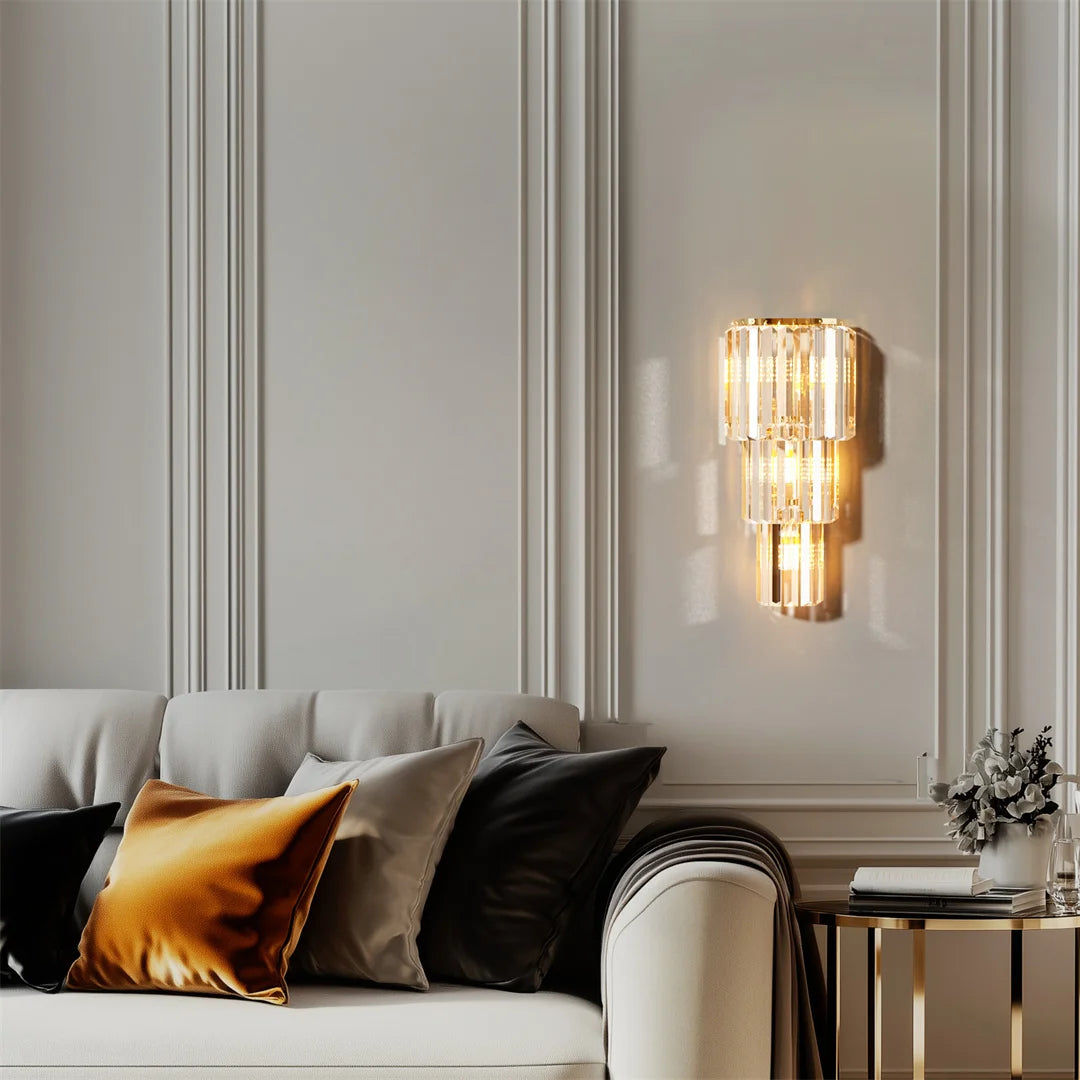 LUVODI Modern Crystal Wall Lamp 3 Layer Led Sconce