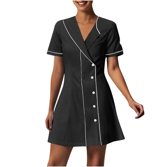 Women's casual solid color nurse uniform hospital pharmacy doctor uniform work clothes