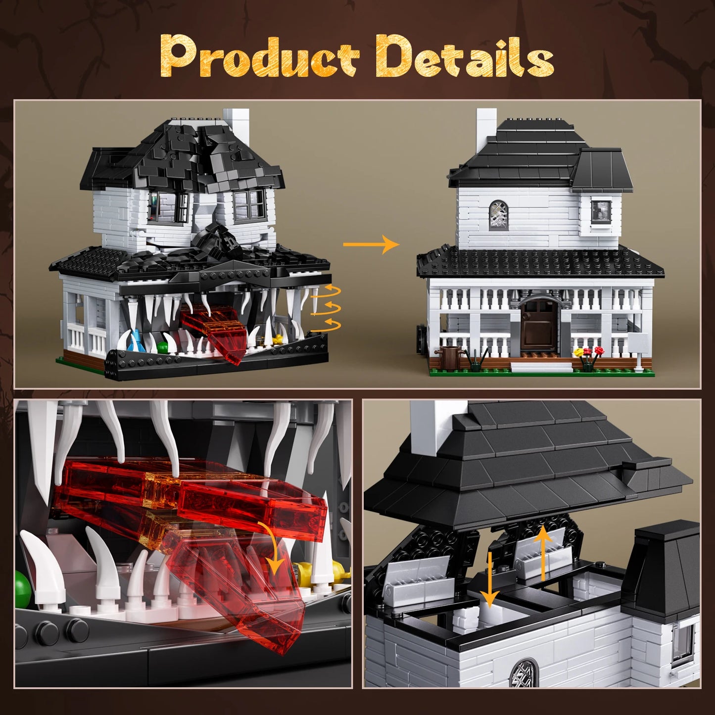 Monster Haunted House Building Blocks Set With Light