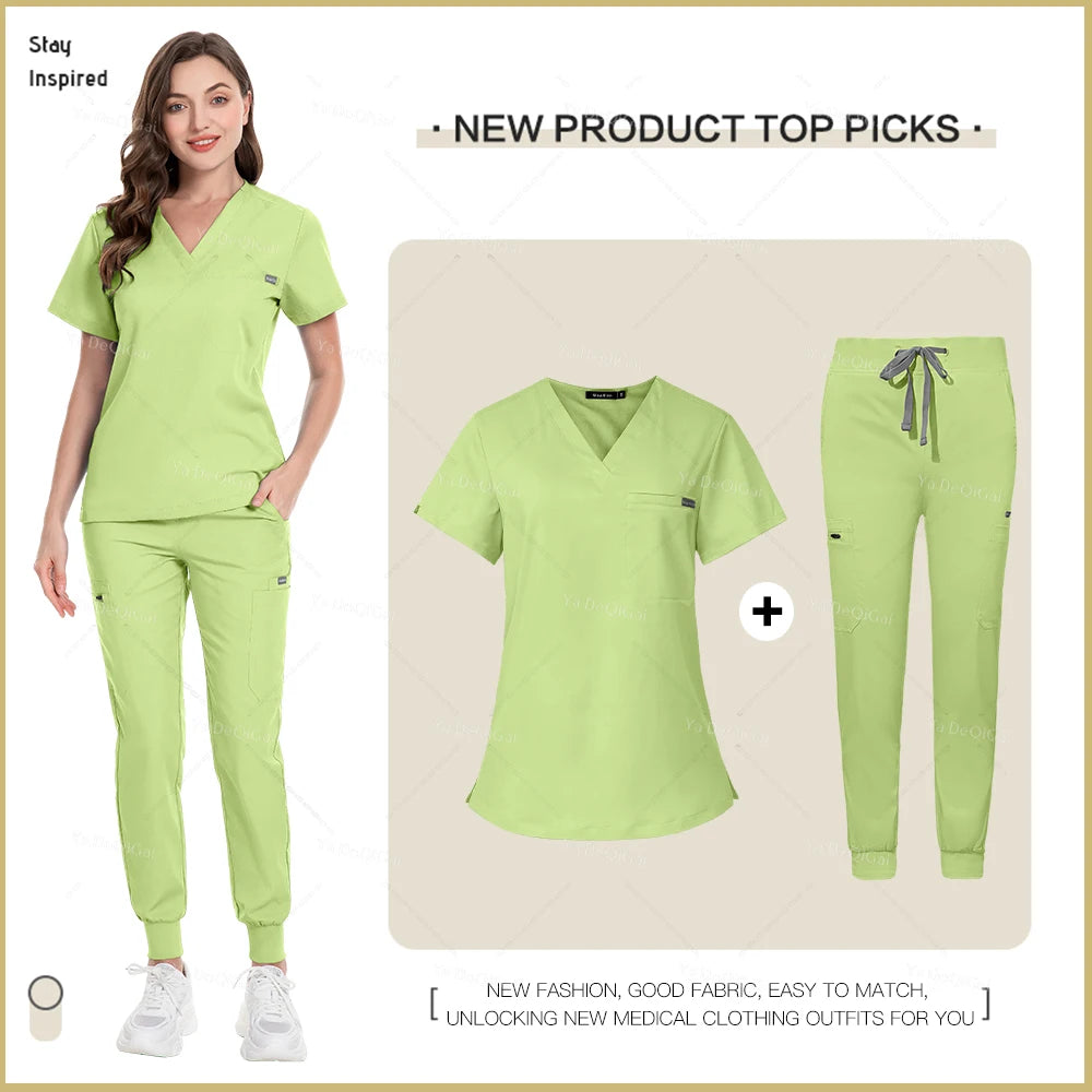 New Nurse Uniforms Women Men Casual Jogger Pants Set Pharmacy, Medical Doctor Nursing Uniform  Suit