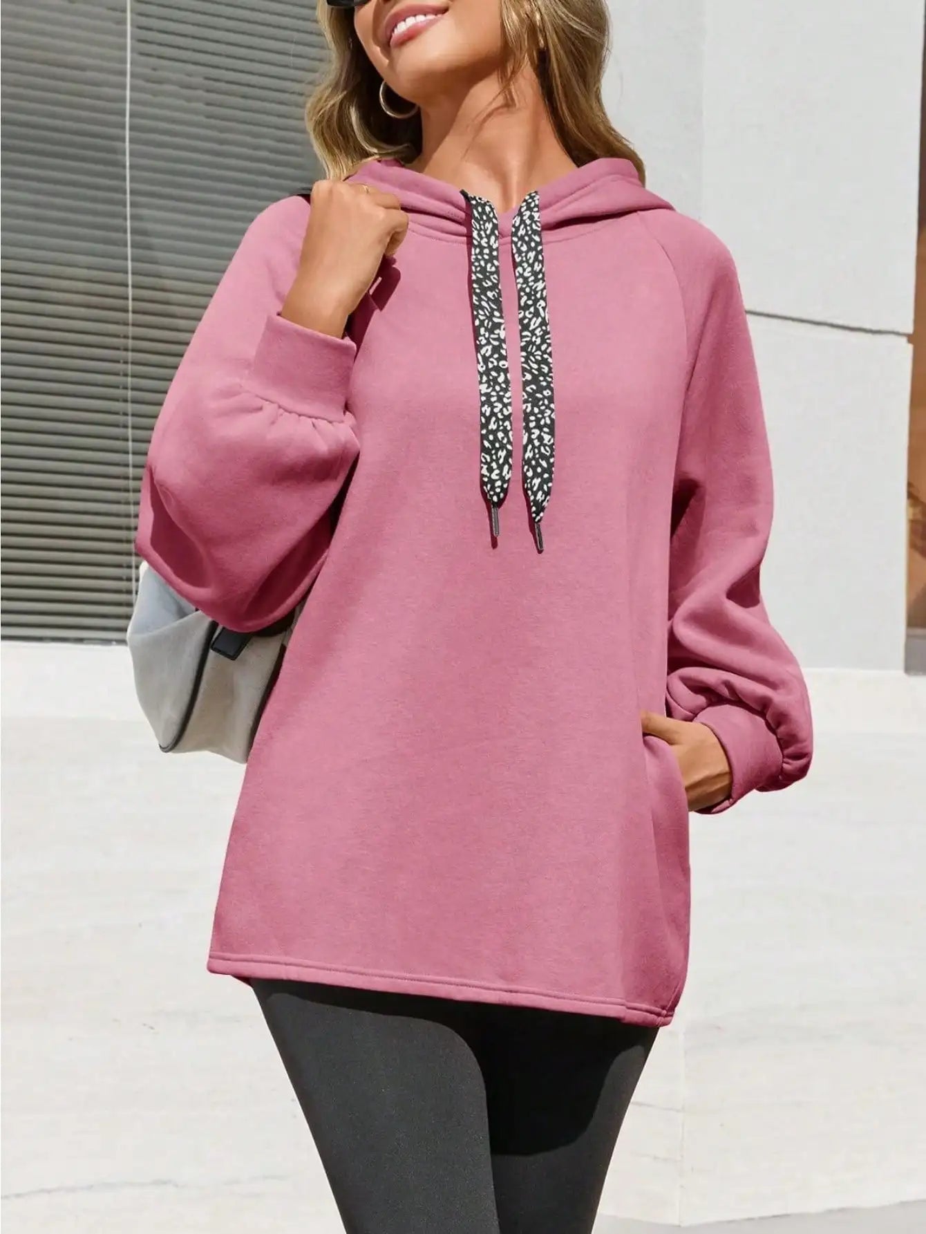 Womens Casual Oversized Hoodies Loose Drawstring Long Sleeve Fleece Hooded Pullover