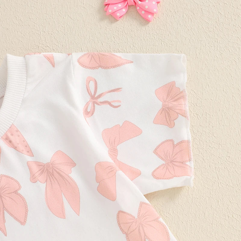 Adorable Baby Girl Floral Print Ruffle Sleeve Round Neck T-shirt and Shorts Set