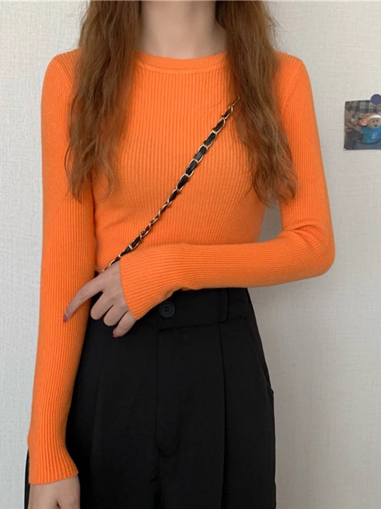 2025 New Women Sweater Autumn Winter Long Sleeve Pullover Basic Top Fashion O-neck