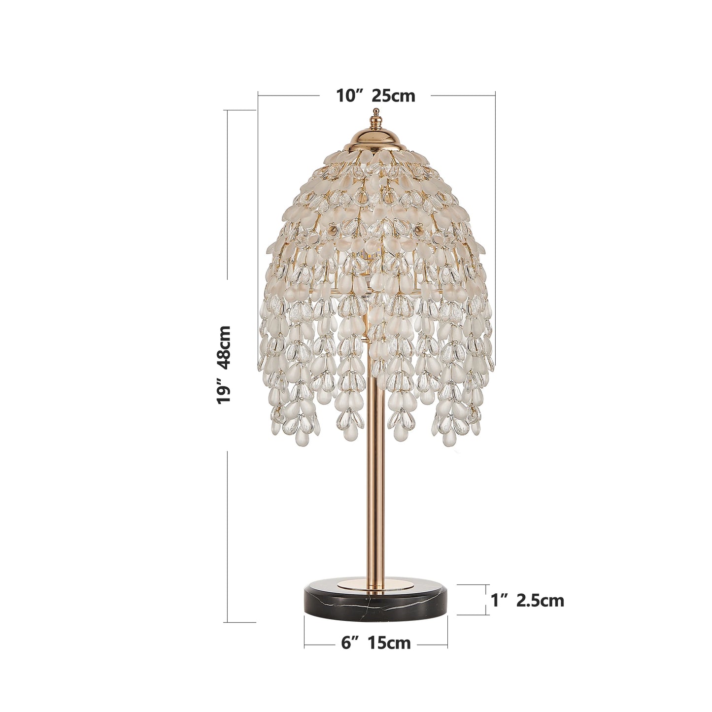 Elegant Crystal Table Lamp With Waterfall Bead String Shades