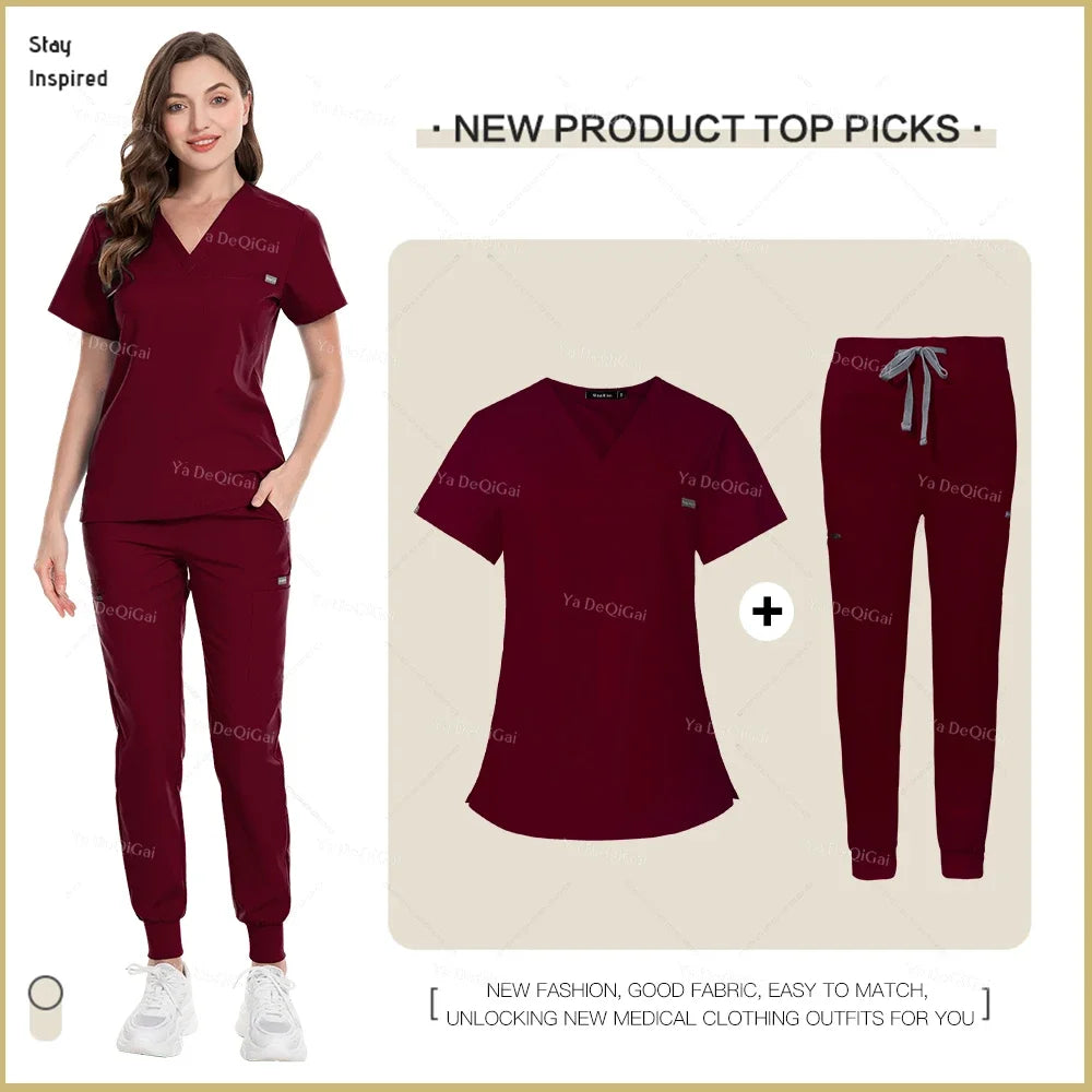 New Nurse Uniforms Women Men Casual Jogger Pants Set Pharmacy, Medical Doctor Nursing Uniform  Suit