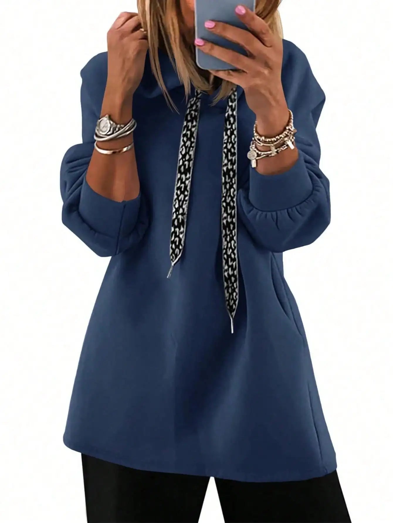 Womens Casual Oversized Hoodies Loose Drawstring Long Sleeve Fleece Hooded Pullover