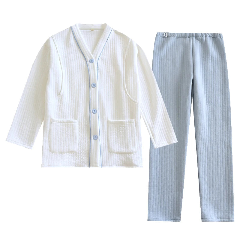 New Pregnant Women Nursing Pajamas Set Thickened Cotton Confinement Clothes