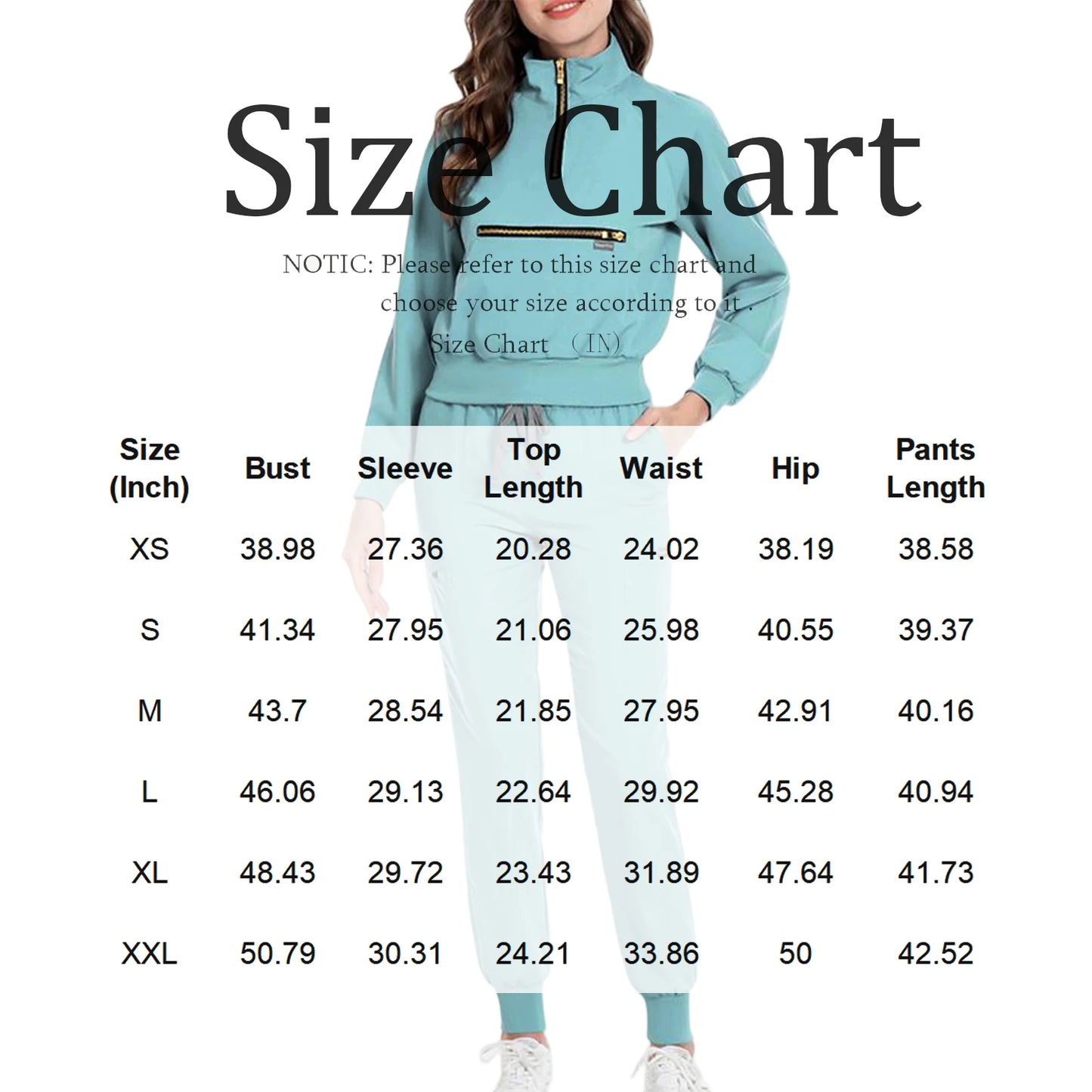 Scrub Set Stand Collar Zipper Long Sleeve Multi Pocket Professional
