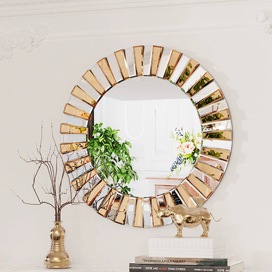 Decorative Mirrors Round Sunburst Wall Mirror Beveled Edge Glass