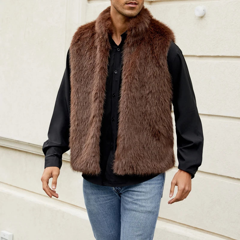 Men s Winter Faux Fur Sleeveless Vest Jacket for Stylish Casual Outfit Warm