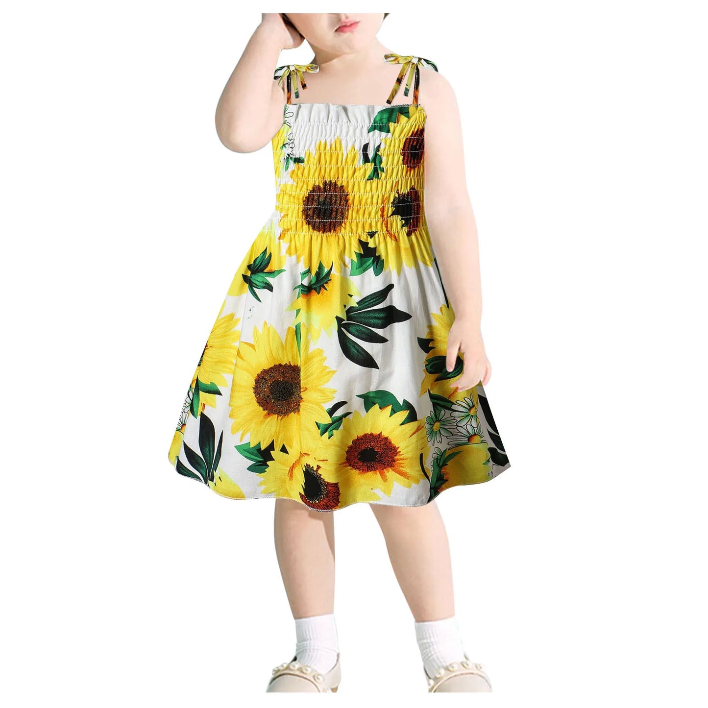 Toddler Kids Baby Girls Sunflower Slip Dress Floral Beach Dress Clothes