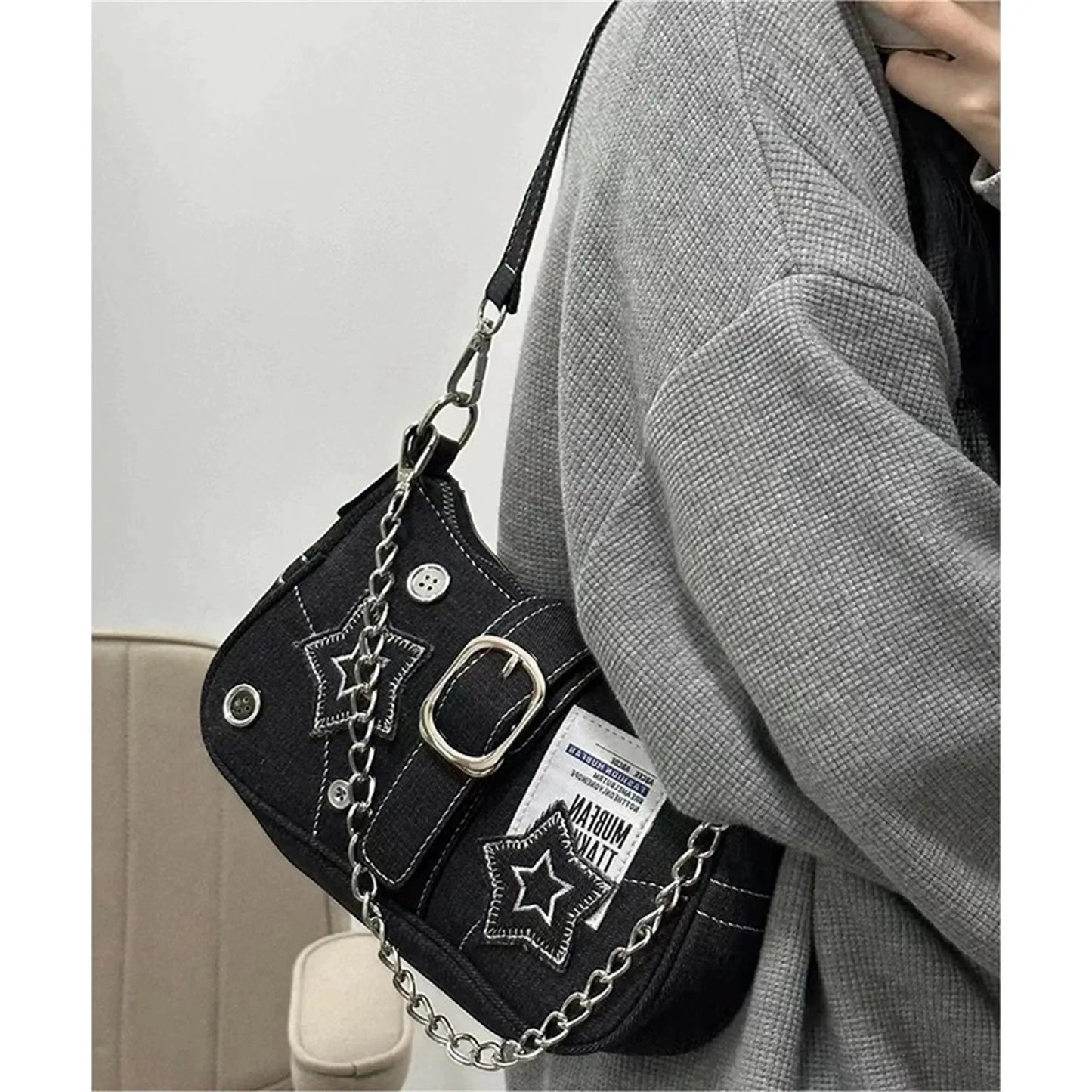 Y2k Fashion Women'S Handbags Stars Pattern Cool Girls Underarm Bag