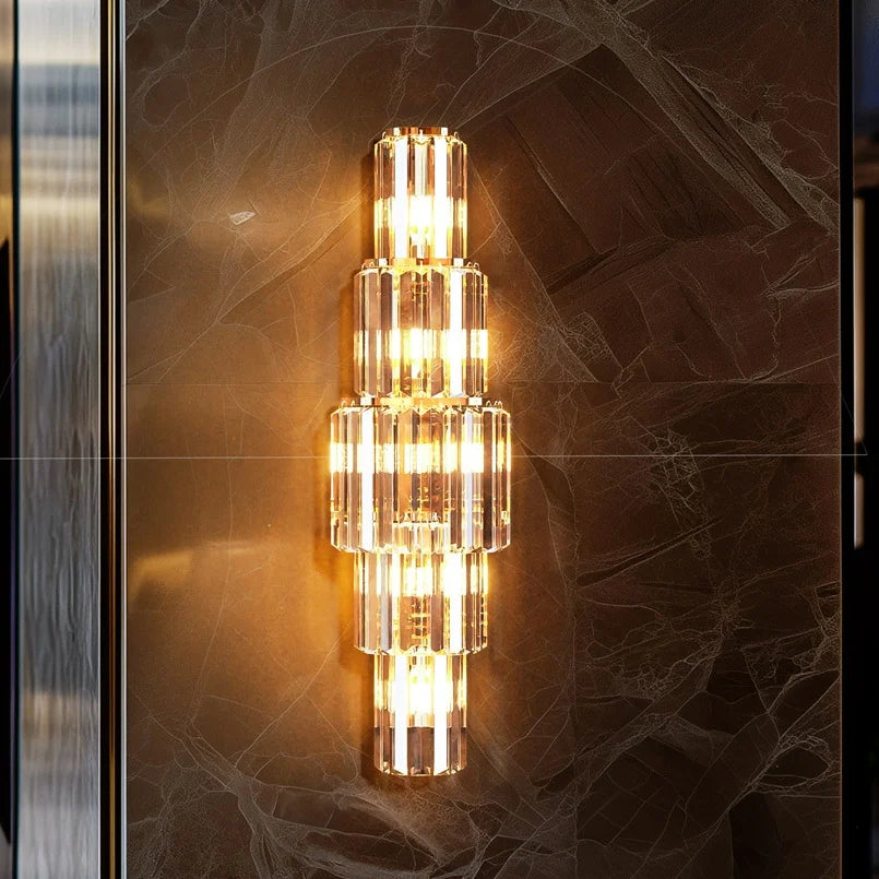 LUVODI Modern Crystal Wall Lamp 3 Layer Led Sconce