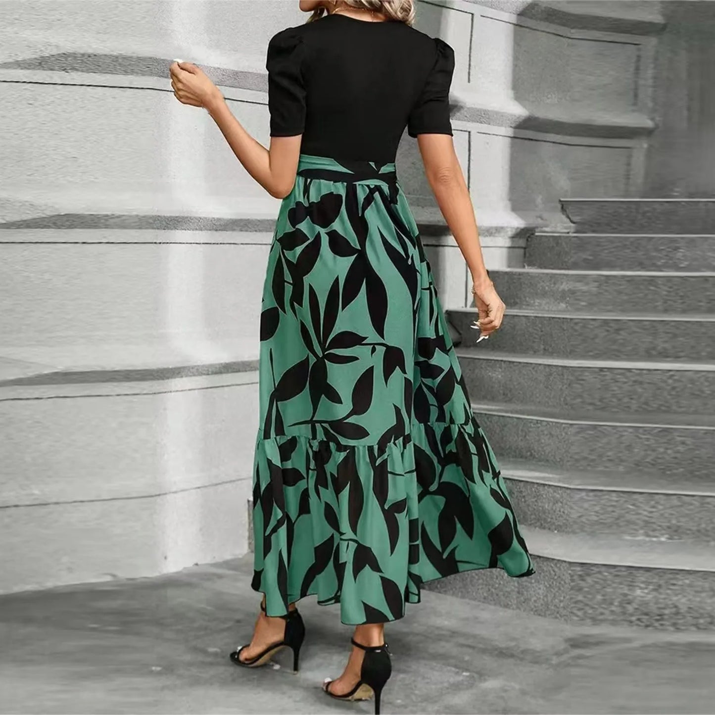 Women's Dresses High Waist Floral Print Dress Elegant Fashionable