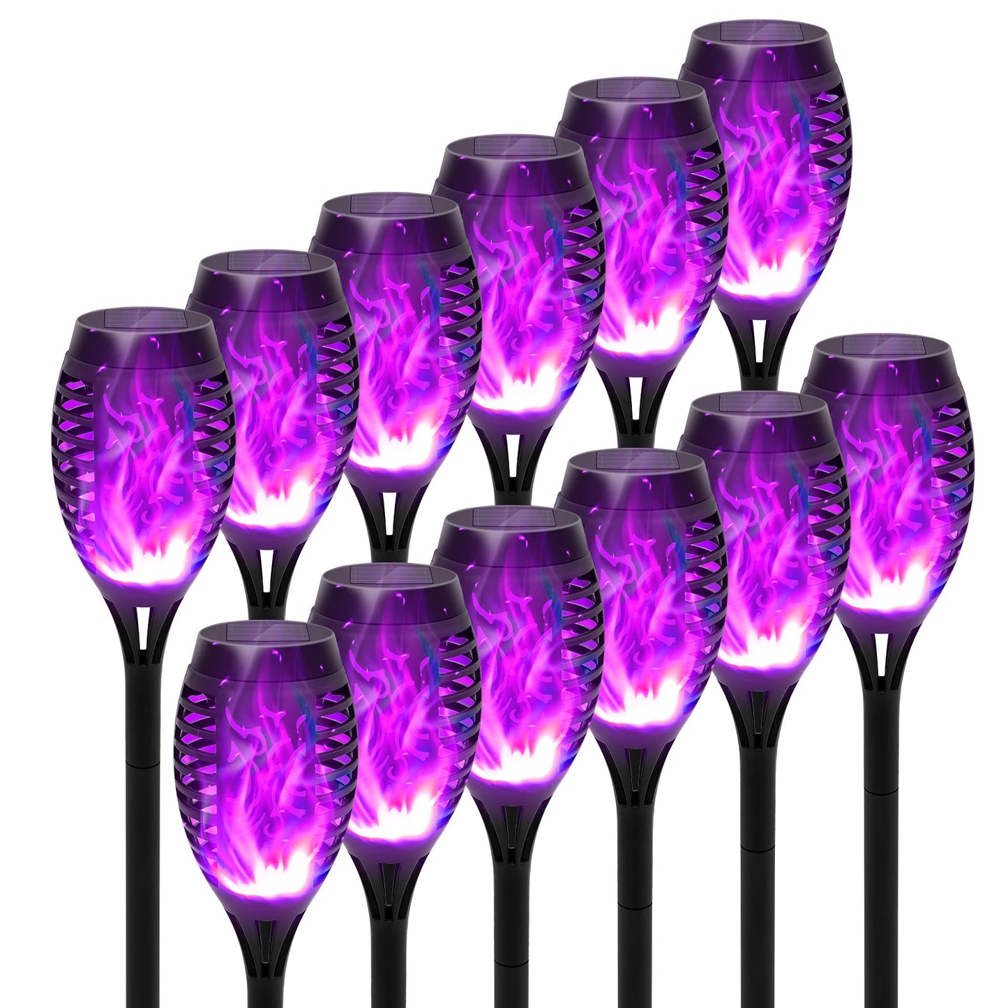 Green Solar Flame Light Outdoor with Flickering Flame Waterproof Lawn Ground Inserted Landscape
