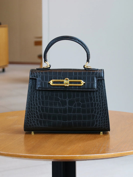 2026 high-end portable fashion handbag temperament bag crocodile pattern handbag