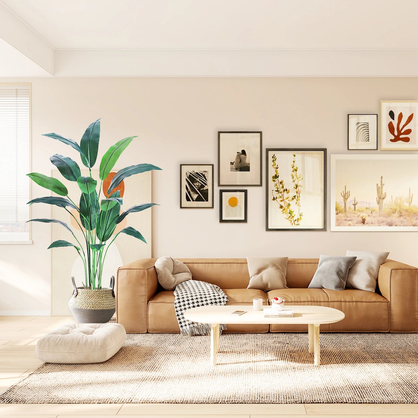 Artificial Bird of Paradise Plant 6FT(72in)/7FT(84IN) Fake Palm Tree for Indoor Outdoor Modern Decor