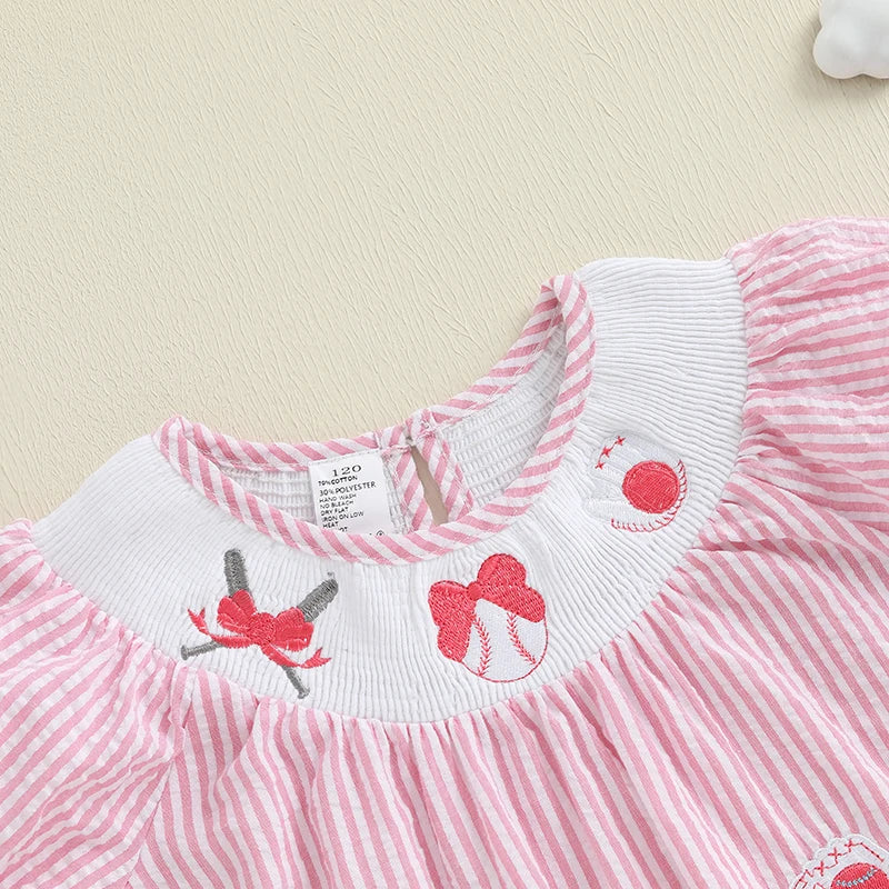 Children s Girl Dress Short Sleeve Crew Neck Floral Embroidery A-Line