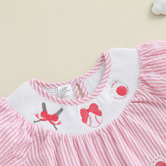 Children s Girl Dress Short Sleeve Crew Neck Floral Embroidery A-Line