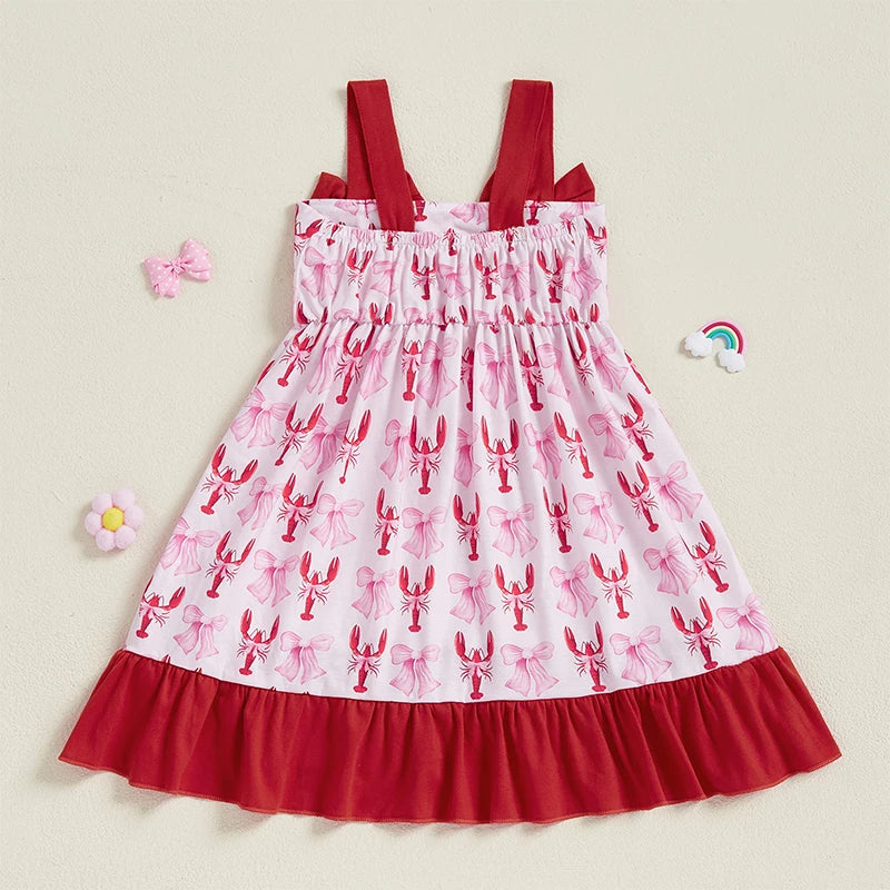 Girls Sleeveless Floral Print Ruffle Dress Summer Streetwear Casual Daily Wear