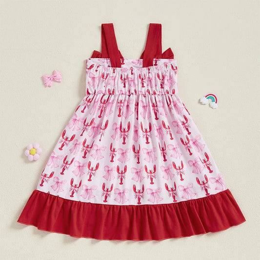 Girls Sleeveless Floral Print Ruffle Dress Summer Streetwear Casual Daily Wear