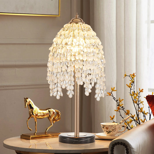 Elegant Crystal Table Lamp With Waterfall Bead String Shades