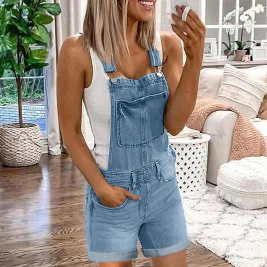 Denim Shorts Women's Bib Overalls Fashion Y2k Vintage Straight Jeans Rompers
