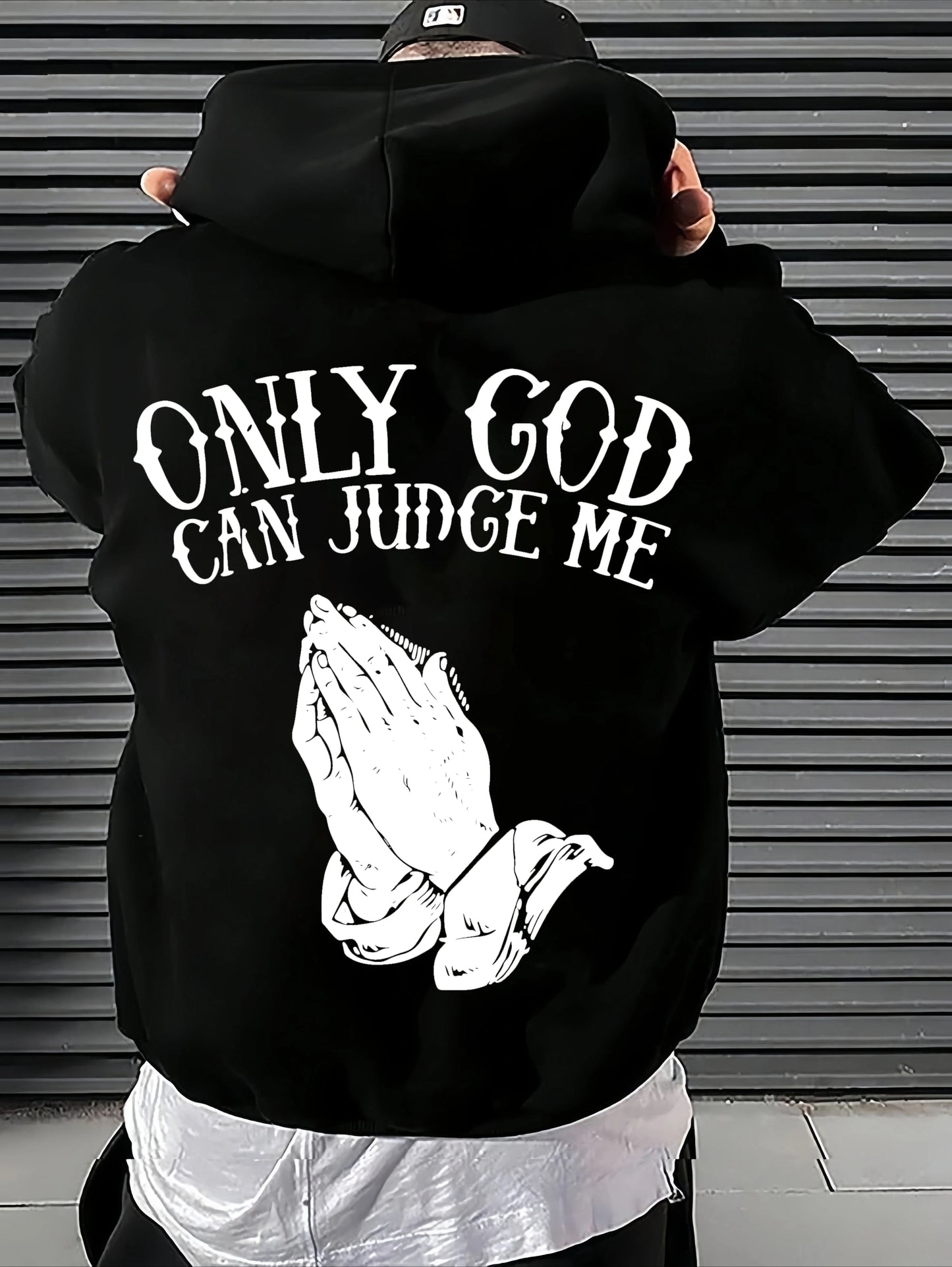 Men Hoodie Christian Faith Hooded Sweatshirt with Only God Can Judge Me