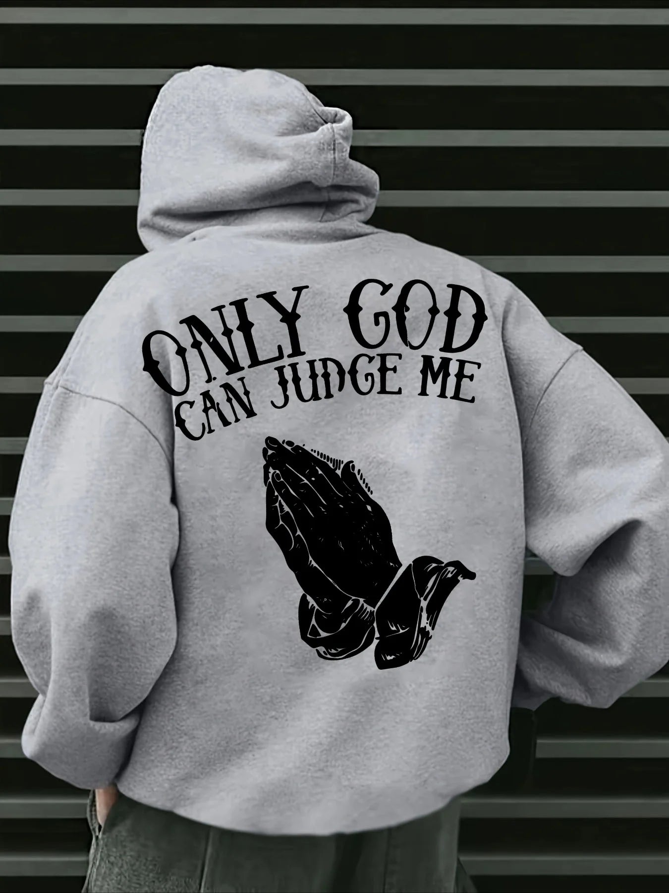 Men Hoodie Christian Faith Hooded Sweatshirt with Only God Can Judge Me