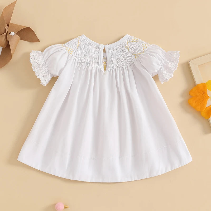 Toddler Girl Floral Print Ruffle Sleeve Round Neck