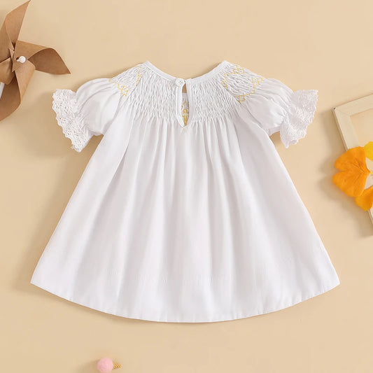 Toddler Girl Floral Print Ruffle Sleeve Round Neck