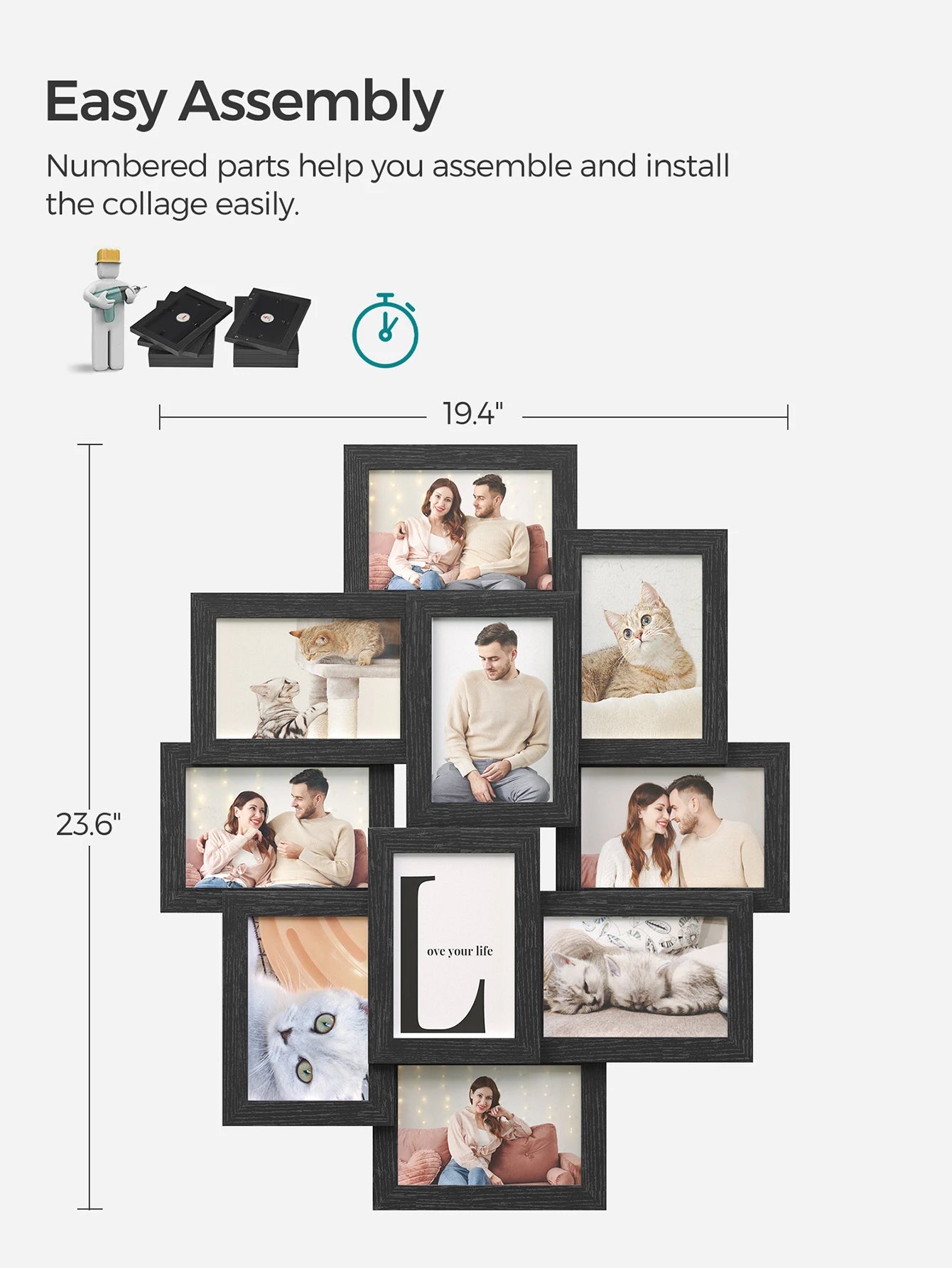 SONGMICS Collage Picture Frames, 4x6 Picture Frames Collage For Wall Decor,